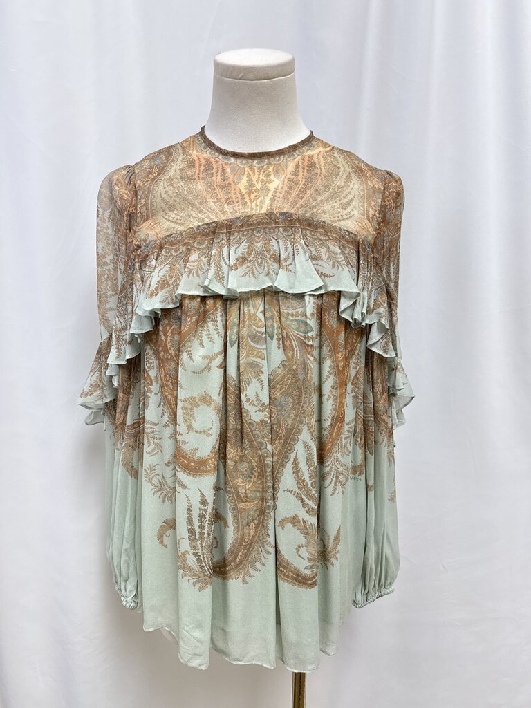 Zimmermann Sage Floral Ruffle Blouse