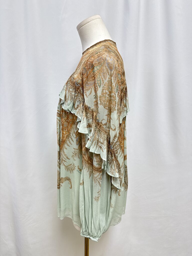 Zimmermann Sage Floral Ruffle Blouse