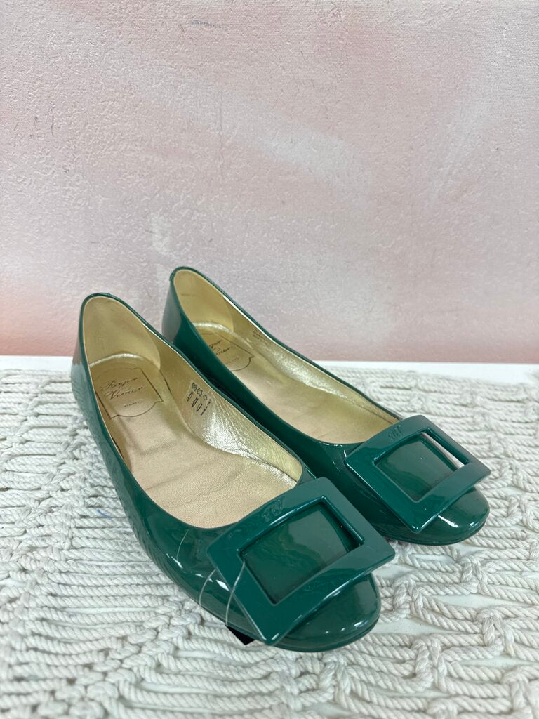Roger Vivier Green Patent Ballerina Flat
