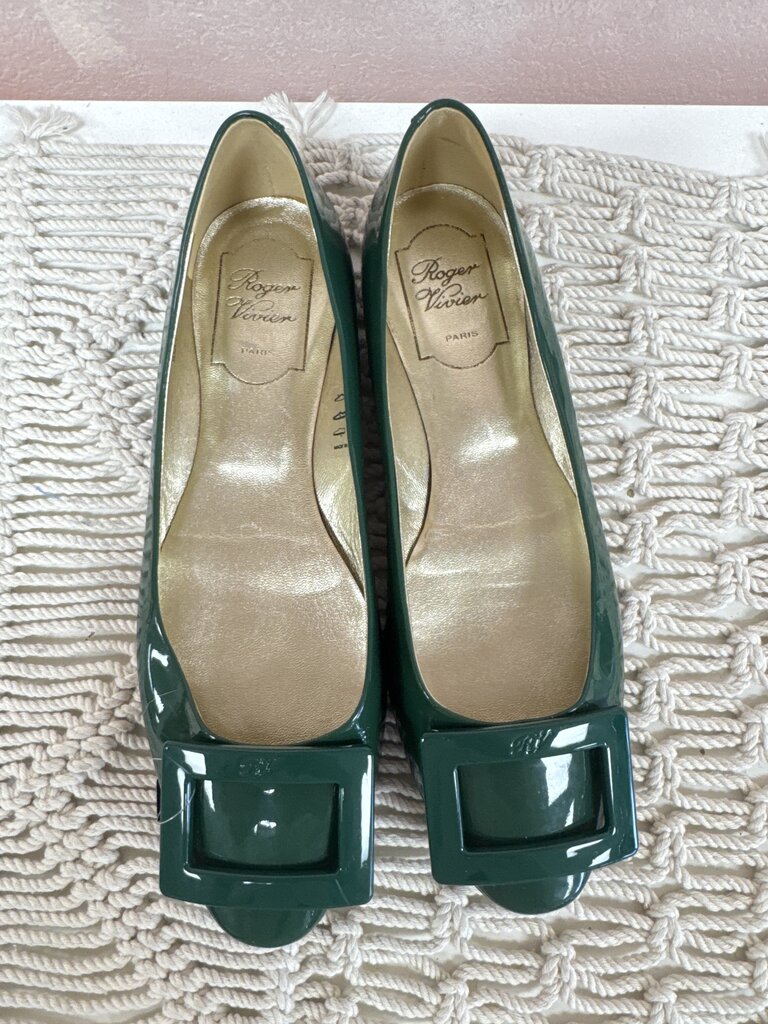 Roger Vivier Green Patent Ballerina Flat