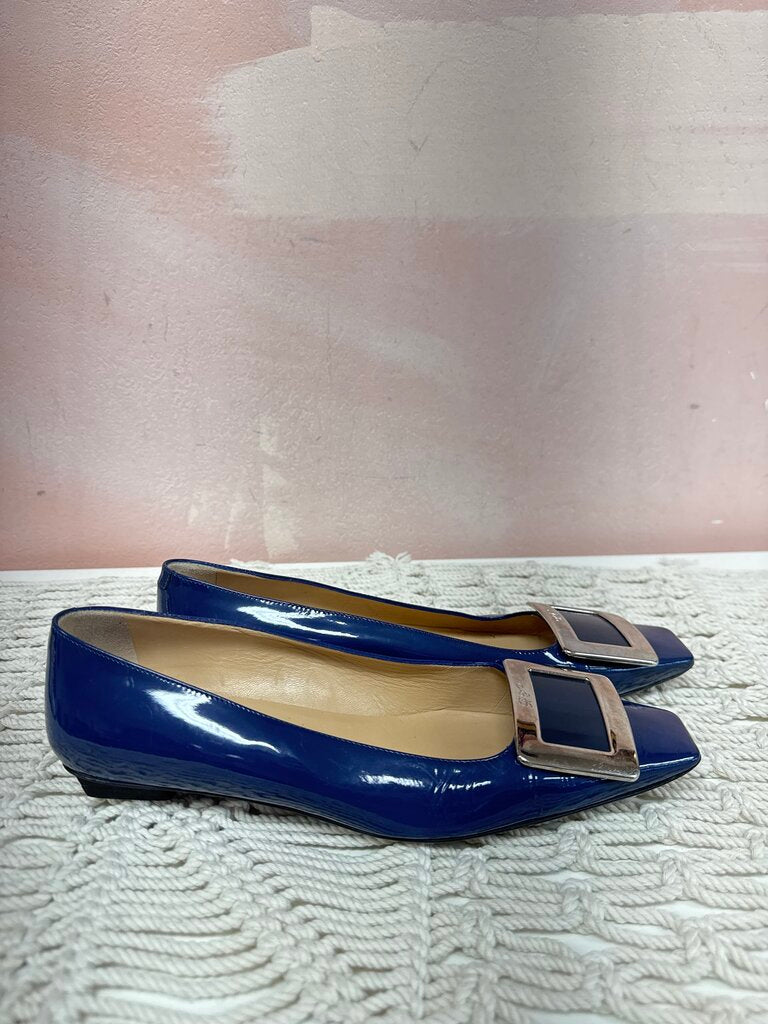 Roger Vivier Navy Patent Ballerina Flat