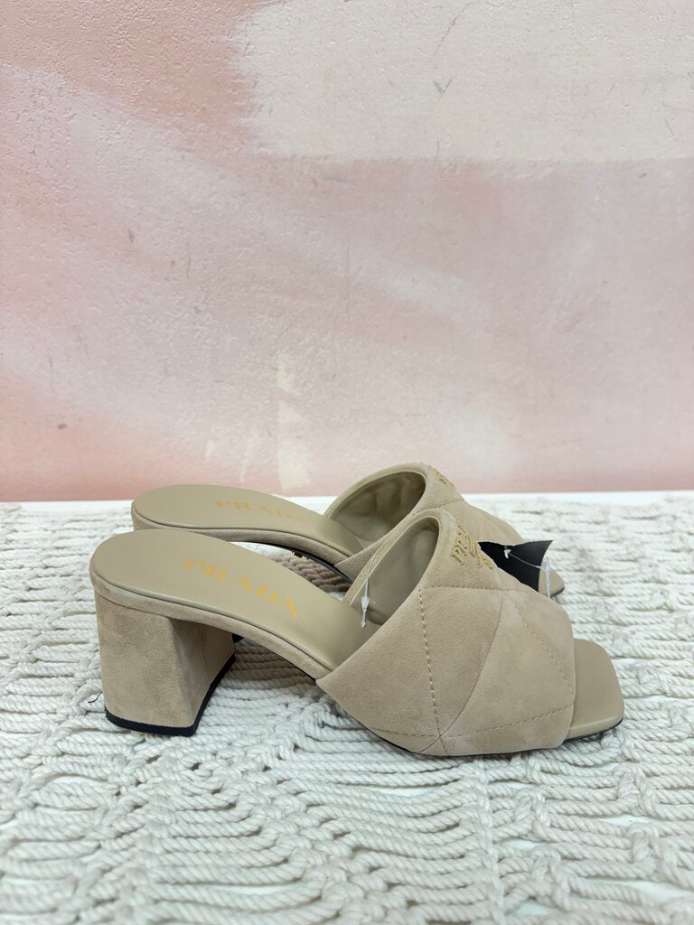 Prada Tan Quilted Suede Sandal w/Dustbag