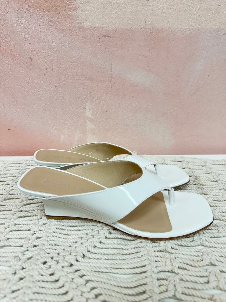 Stuart Weitzman White Wedge Sandal w/Dustbag