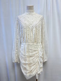 Tularosa Ivory Lace Detail Ruched Dress