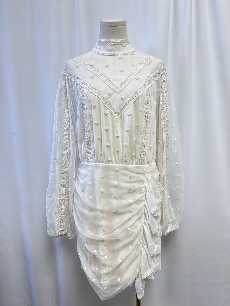 Tularosa Ivory Lace Detail Ruched Dress