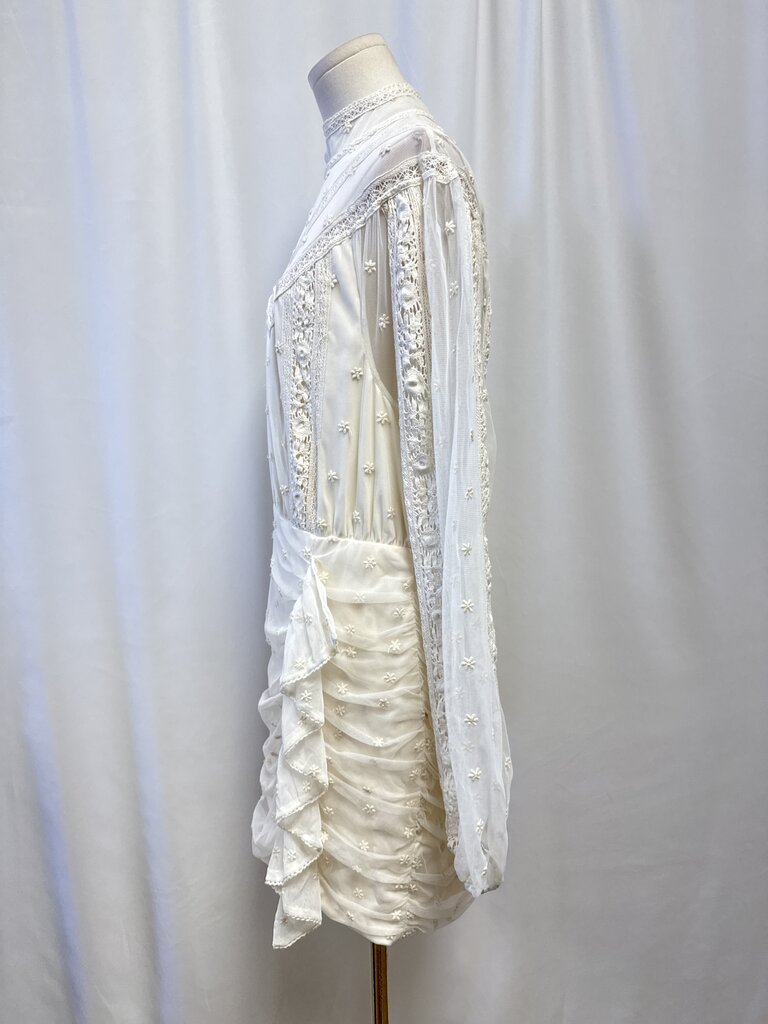 Tularosa Ivory Lace Detail Ruched Dress