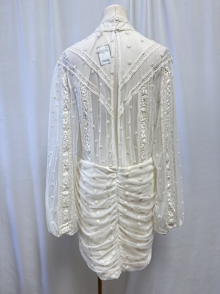 Tularosa Ivory Lace Detail Ruched Dress