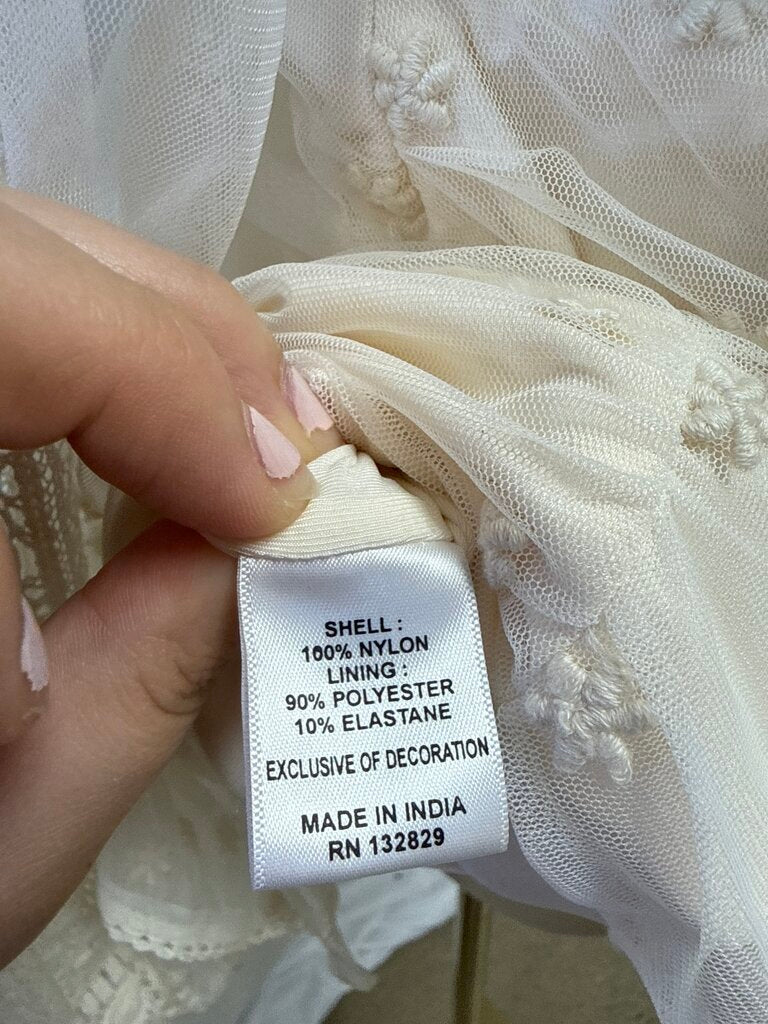 Tularosa Ivory Lace Detail Ruched Dress