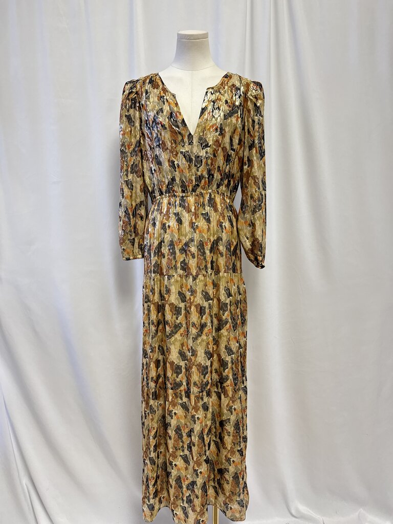 ba&sh Gold Printed Metallic Maxi Dress