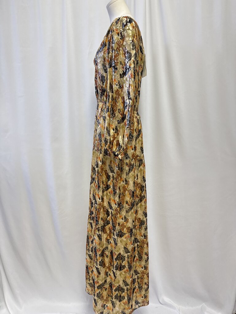 ba&sh Gold Printed Metallic Maxi Dress