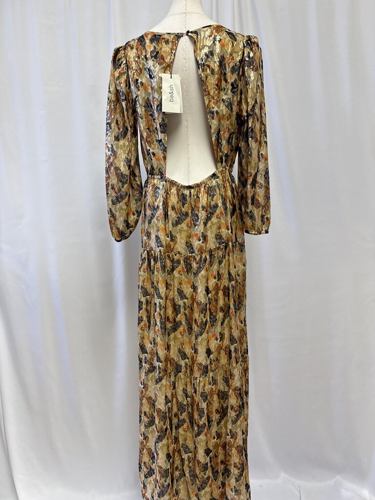ba&sh Gold Printed Metallic Maxi Dress