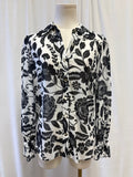 Milly Black and White Floral Sheer Button Up