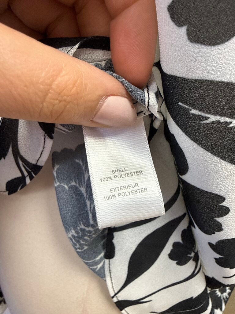Milly Black and White Floral Sheer Button Up