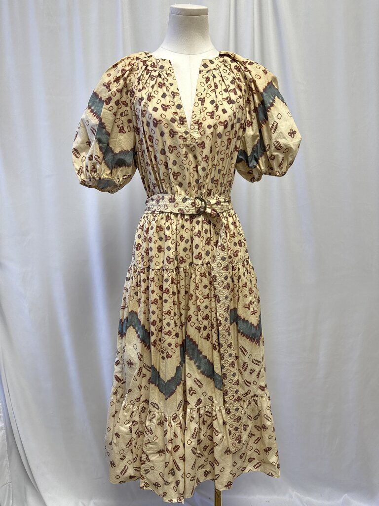 Ulla Johnson Cream Printed Belted Maxi Dress