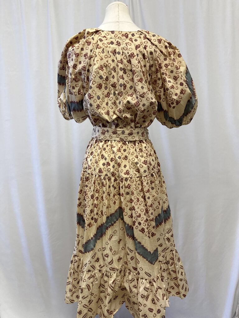 Ulla Johnson Cream Printed Belted Maxi Dress