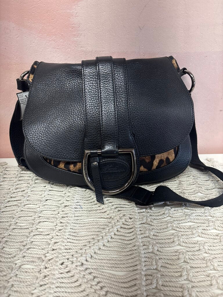 Dolce & Gabanna Animal Print Leather Trim Satchel