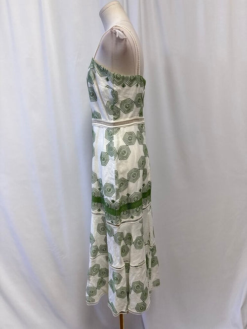 Alexis White and Green Embroidered Maxi Dress