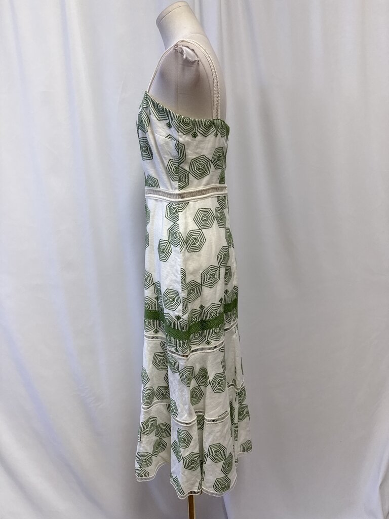 Alexis White and Green Embroidered Maxi Dress