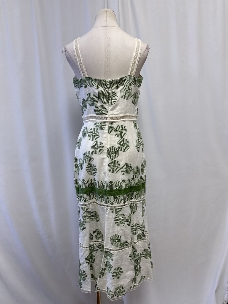 Alexis White and Green Embroidered Maxi Dress