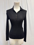 Gucci Black Ribbed Metallic Knit Polo