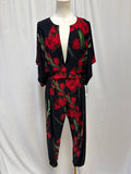 Norma Kamali Black Floral Jumpsuit