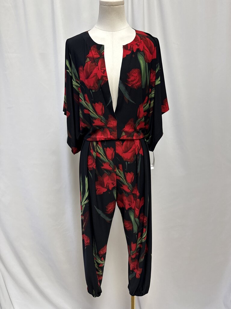 Norma Kamali Black Floral Jumpsuit