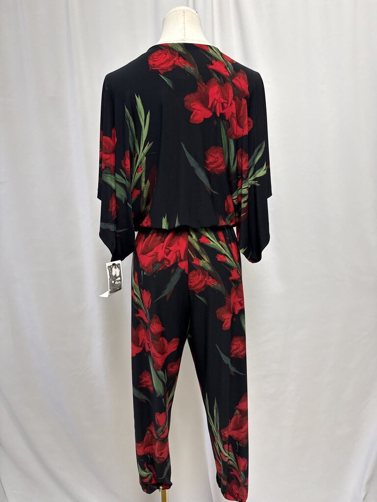Norma Kamali Black Floral Jumpsuit