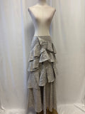 Alice + Olivia Silver Brocade Ruffle Maxi Skirt
