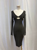 Iro Olive Ribbed Cut Out Dress