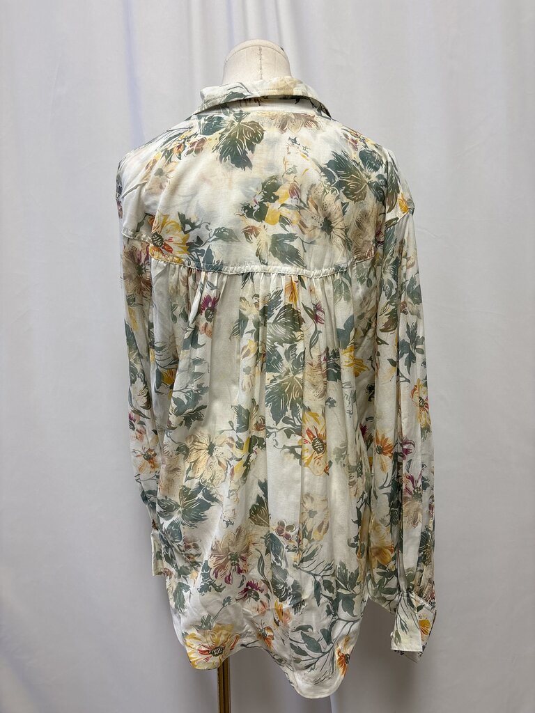 Pilcro Ivory Floral Button Up Top NWT