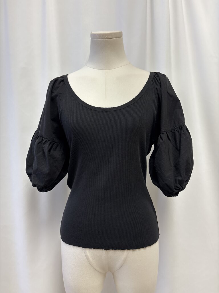 Nation Ltd Black Puff Sleeve Top