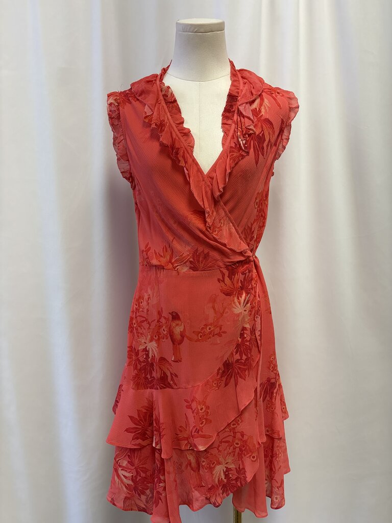 AllSaints Pink Floral Wrap Dress