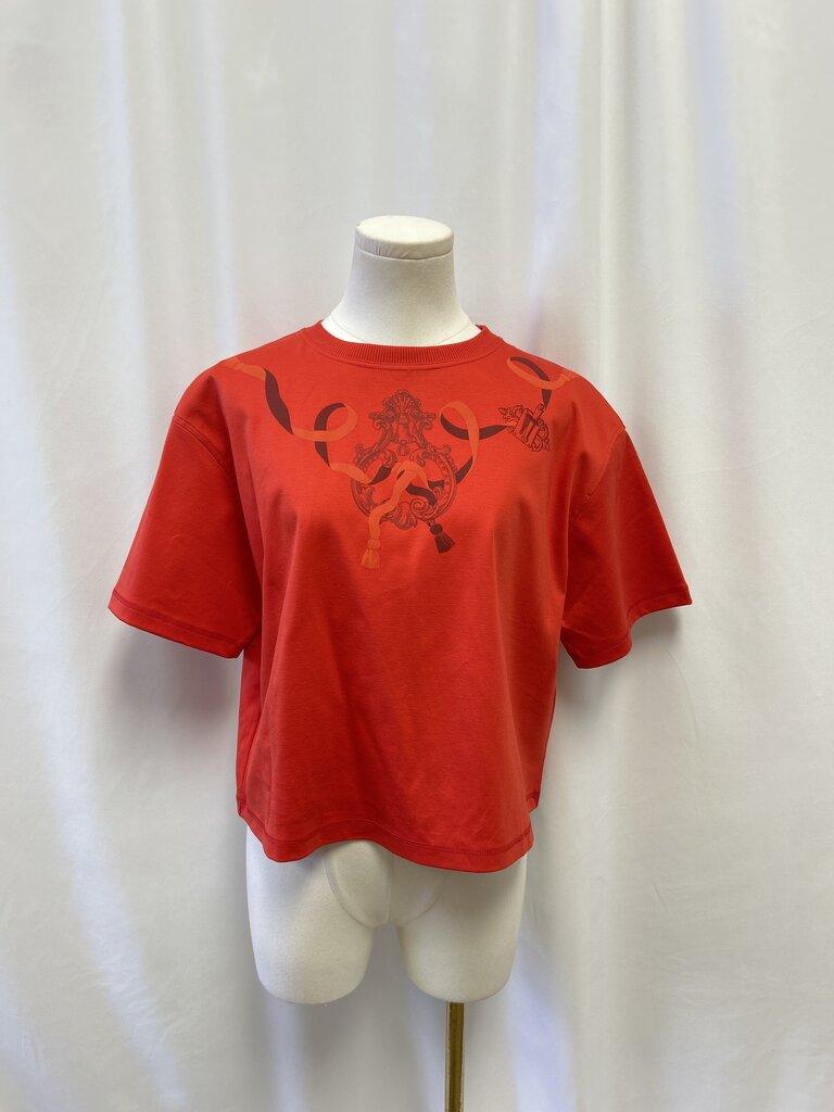 Hermes Red Ferronnerie Remix Cropped Tee