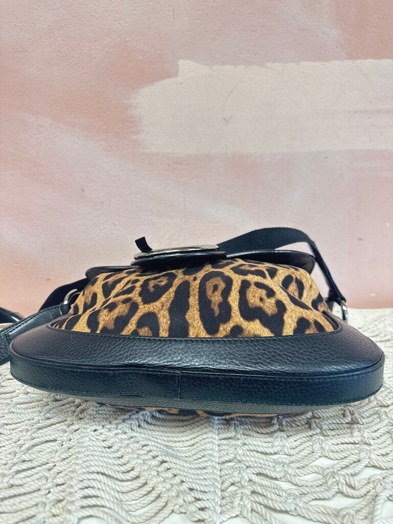 Dolce & Gabanna Animal Print Leather Trim Satchel