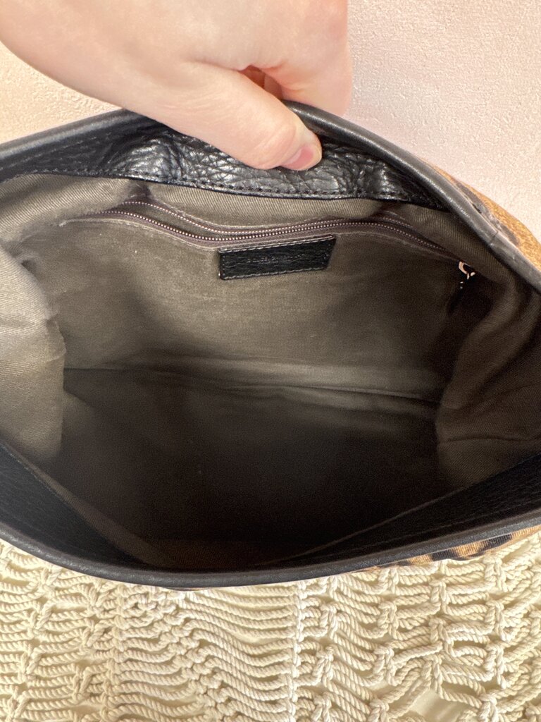 Dolce & Gabanna Animal Print Leather Trim Satchel