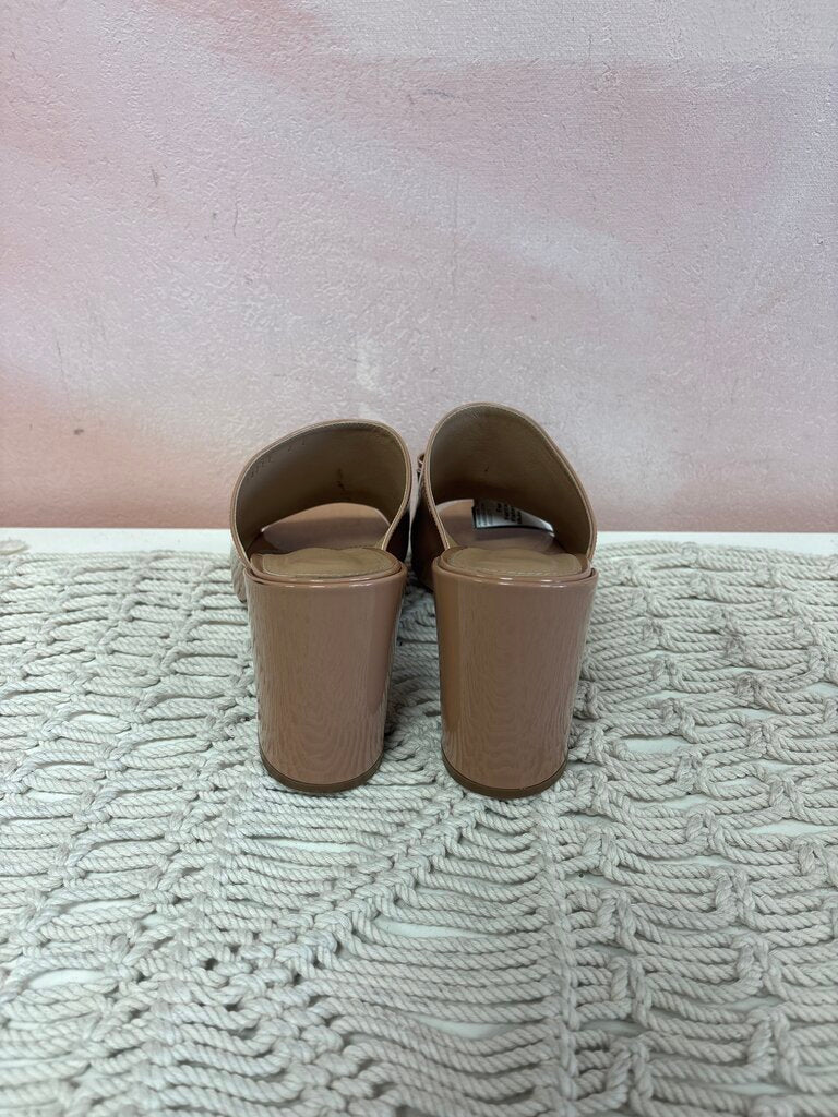 Ferragamo Nude Patent Block Heel Mule w/Box