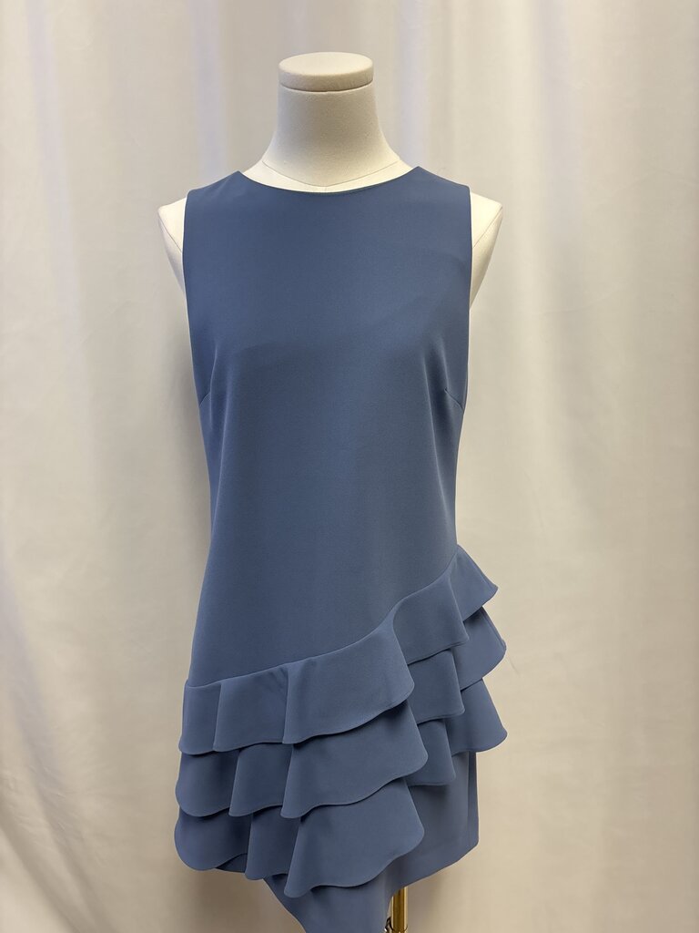 alice + olivia Slate Blue Ruffle Hem Dress