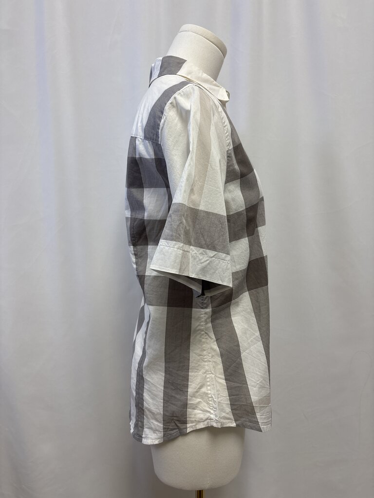 Burberry Taupe Plaid Cotton Button Up