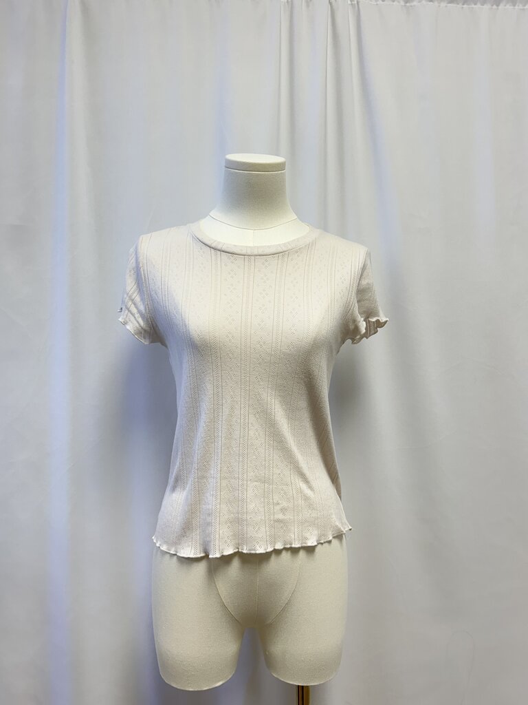Splendid Ecru Pointelle Tee