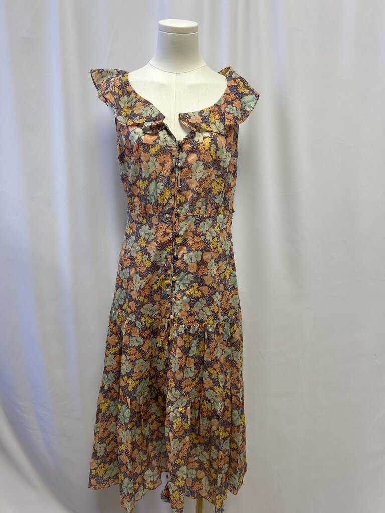 Veronica Beard Floral Ruffle Sleeve Sundress