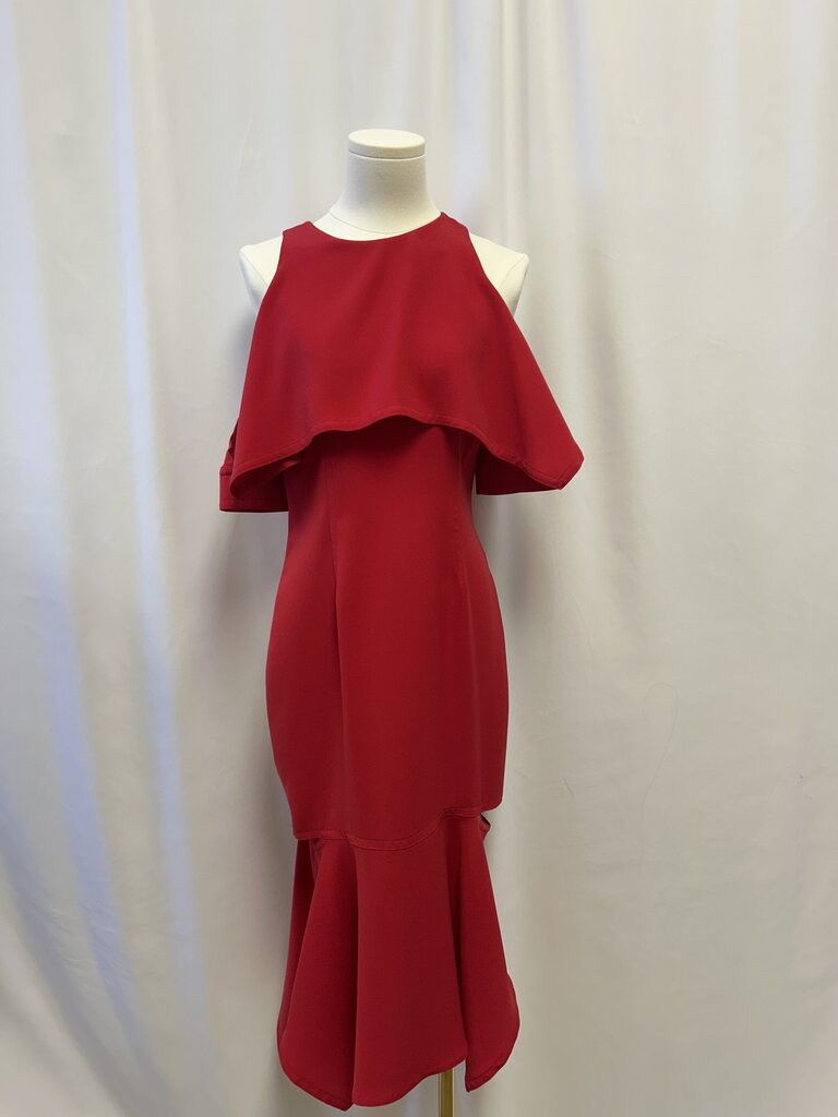 Yigal Azrouel Red Cape Shoulder Dress
