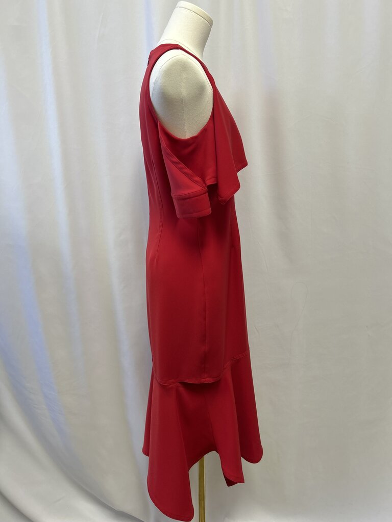 Yigal Azrouel Red Cape Shoulder Dress