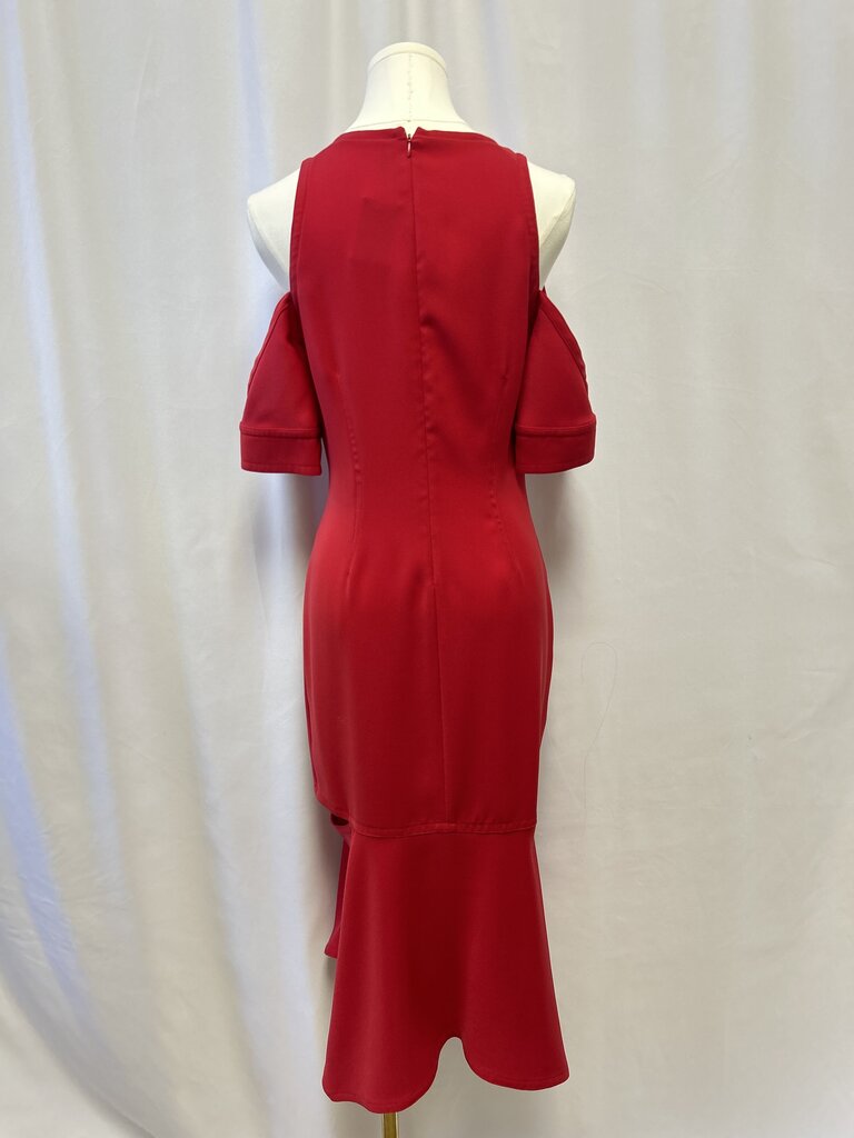 Yigal Azrouel Red Cape Shoulder Dress