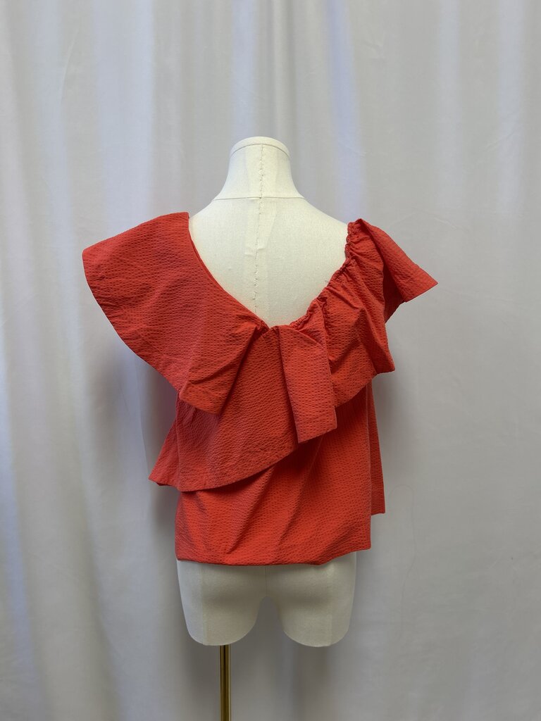 Cuyana Coral Ruffle Top