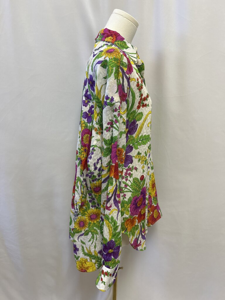 Balenciaga White Floral Button Up