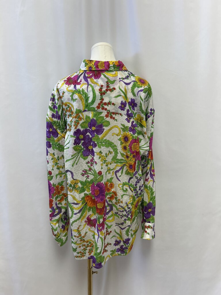 Balenciaga White Floral Button Up