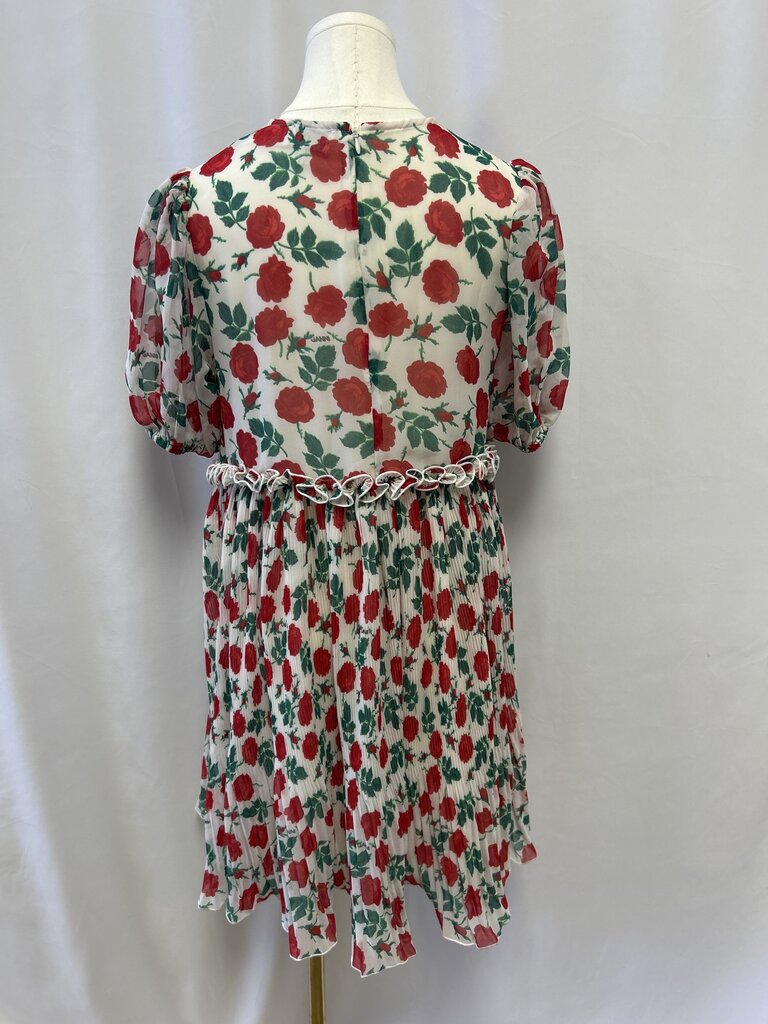 Ganni Red Rose Pleated Dress