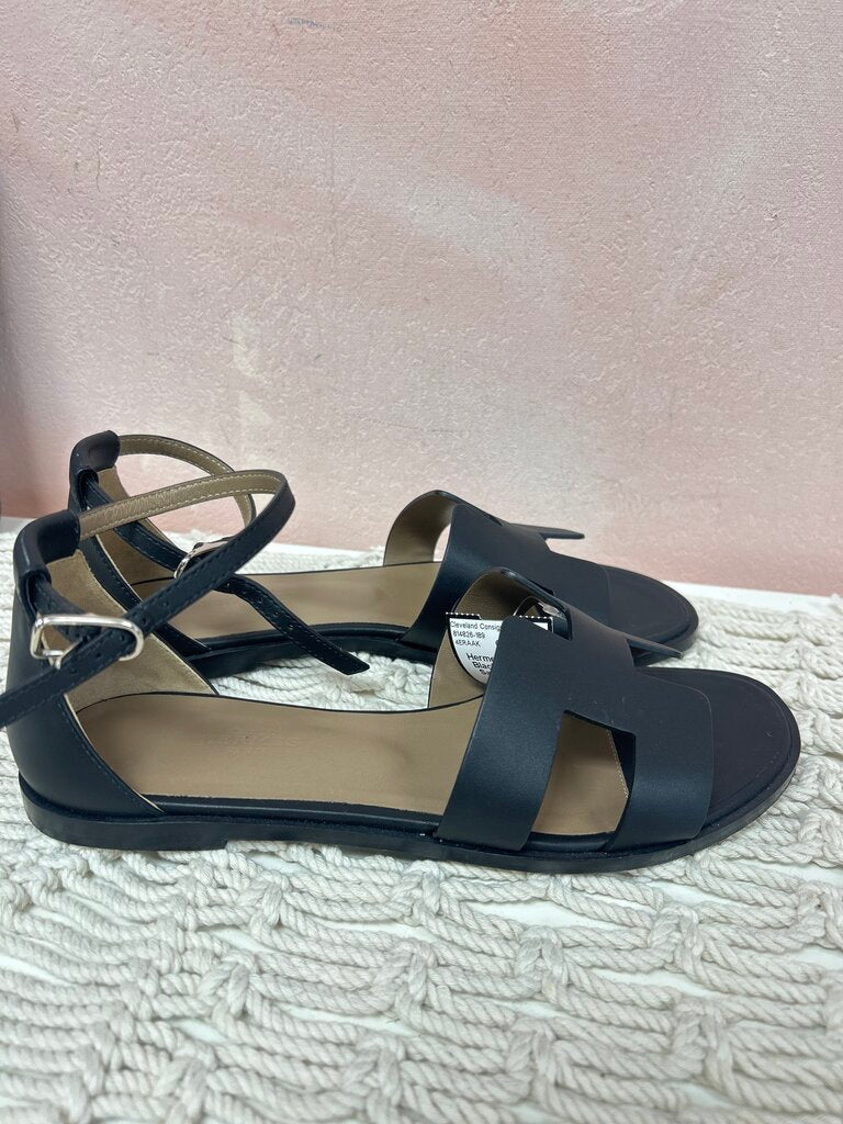 Hermes Black Santorini Sandal w/Box