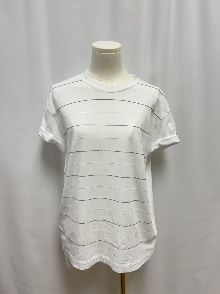 Brunello Cucinelli White Embellished Tee