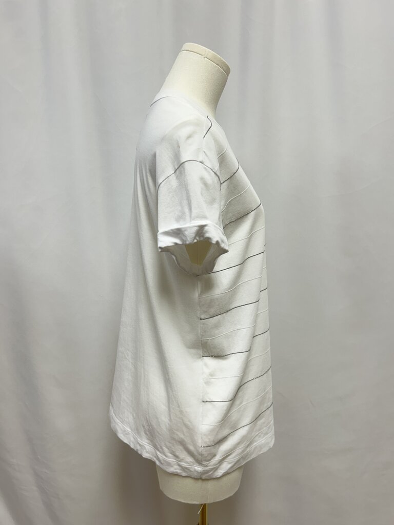 Brunello Cucinelli White Embellished Tee
